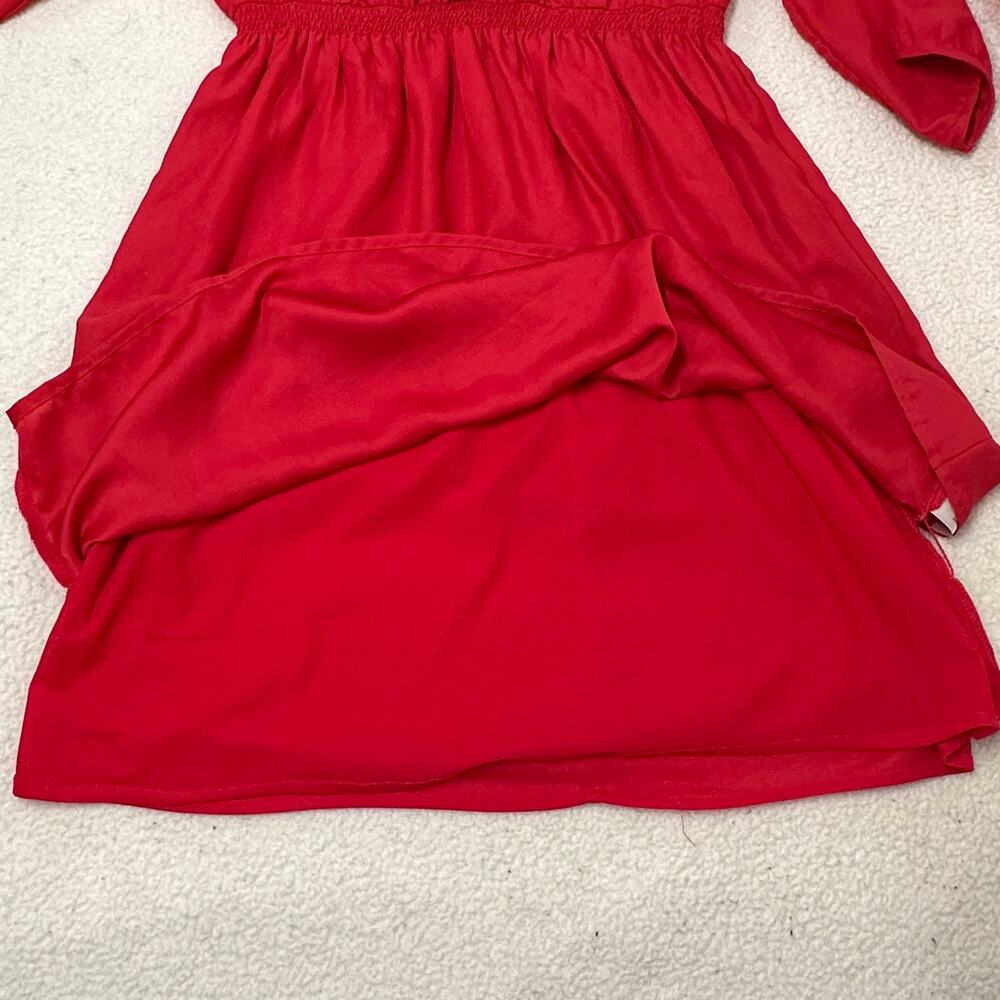 Old Navy Red Ruffle Front Dress XS Petite Flowy Boho Mini - Picture 7 of 11